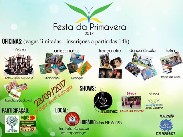 Ecopolo monte zion festa da primavera instituto arte itaporanga instituto renascer eco ponto porto seguro bahia display